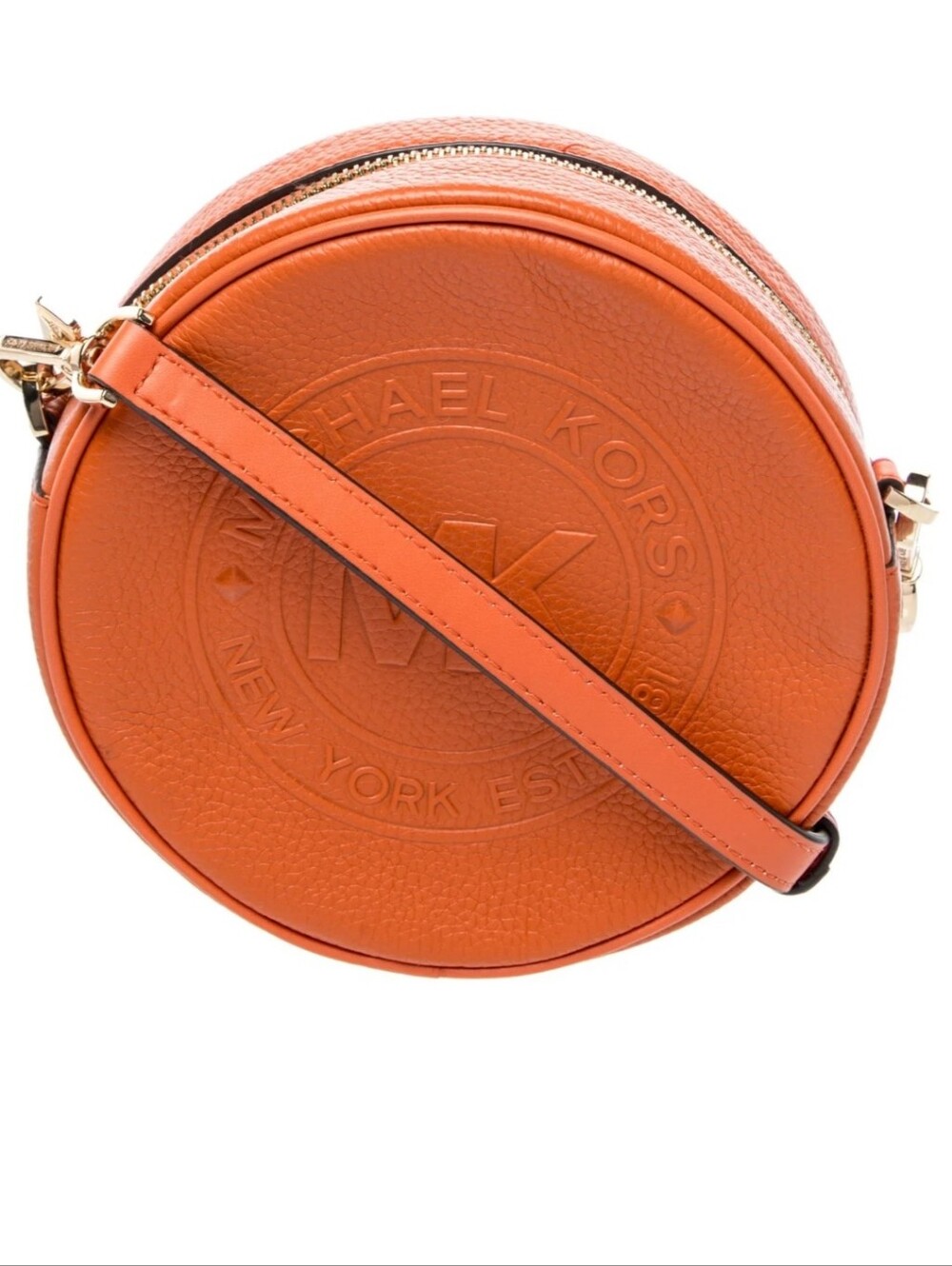 Michael Kors Bright Orange Round Leather Crossbody